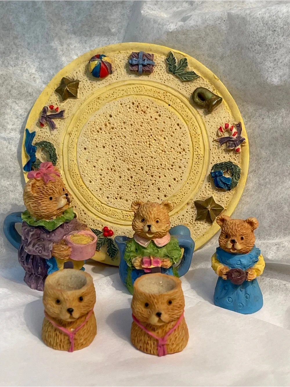 Vintage 4 Sets 33 Pcs Miniature PolyResin  Figurines Children’s Tea Setting!